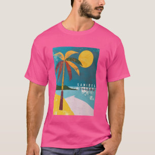 Camiseta Ilha Sanibel FL Flórida Palmeiras Pôr do Sol Praia