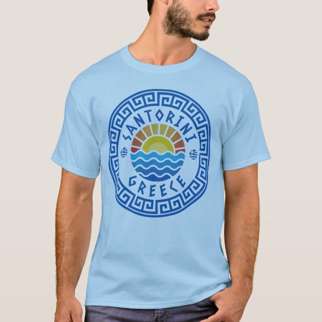 Camiseta Ilha Santorini, Grécia - Blue Men (Frente)