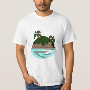 Camiseta Ilha Tropical de Desenho Minimalista na
