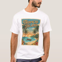ilha tropical estilo retrô férias de verão