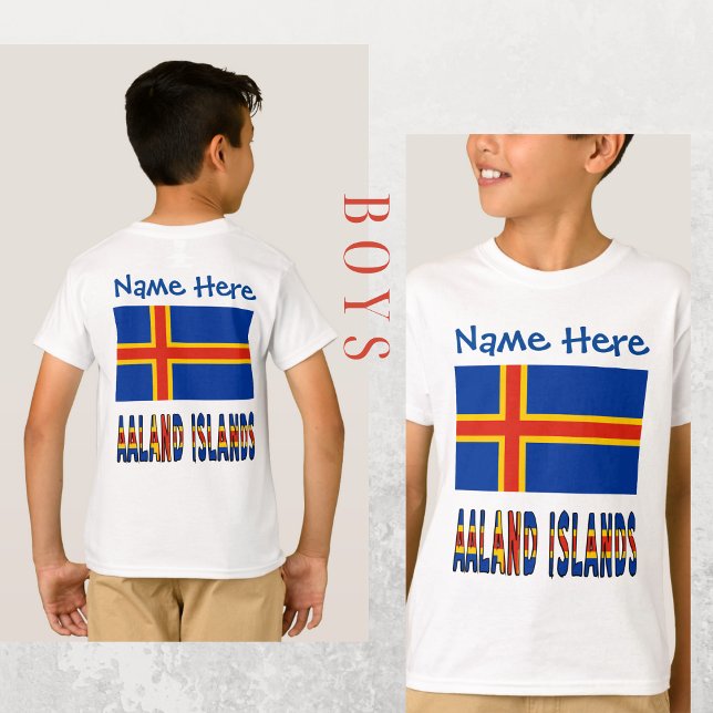 Camiseta Ilhas Åland Ålander Flag Personalização Azul (Criador carregado)