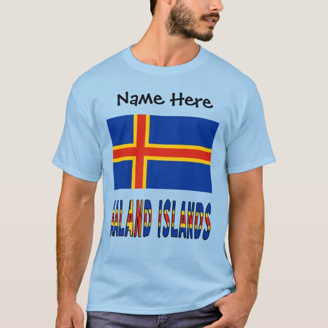 Camiseta Ilhas Ashland Ålander Bandeira Personalizada  (Frente)