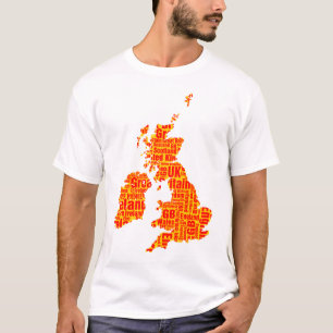Camiseta Ilhas Britânicas Tipográficas - Amber e Red