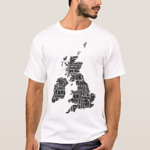 Camiseta Ilhas Britânicas Typográficas.