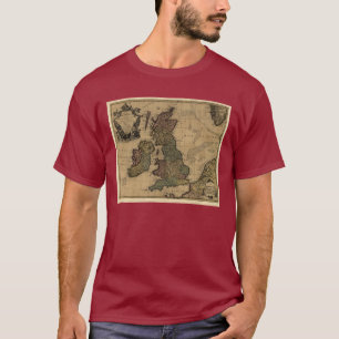 Camiseta Ilhas Britanniques de Les, mapa 1700's