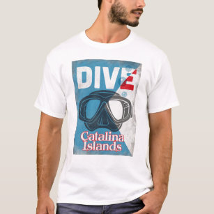 Camiseta Ilhas Catalina Vintage Scuba Diving Máscara