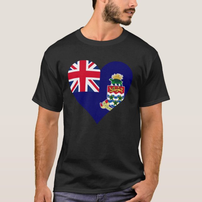 Camiseta Ilhas Cayman Flag Heart Cayman Islands Love Caym (Frente)
