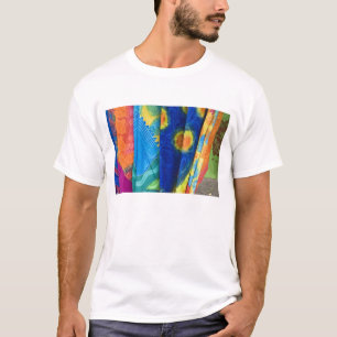 Camiseta Ilhas Cook, Rarotonga. Tecido batik Punanga Nui