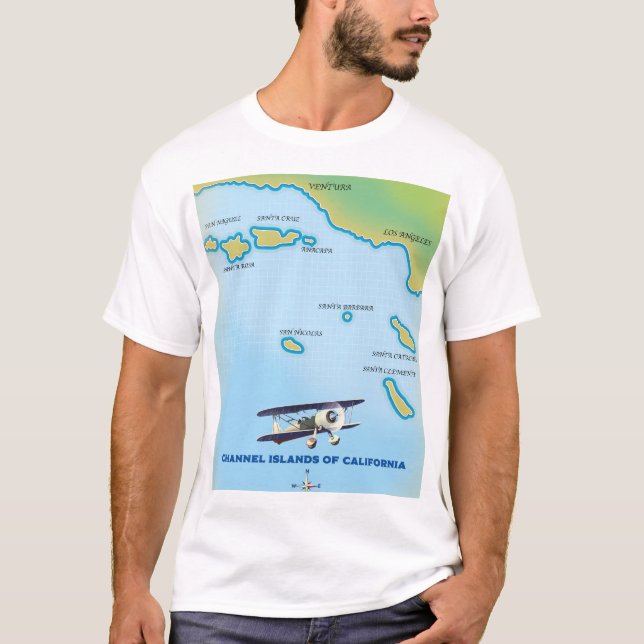 Camiseta Ilhas do Canal da Califórnia mapa (Frente)