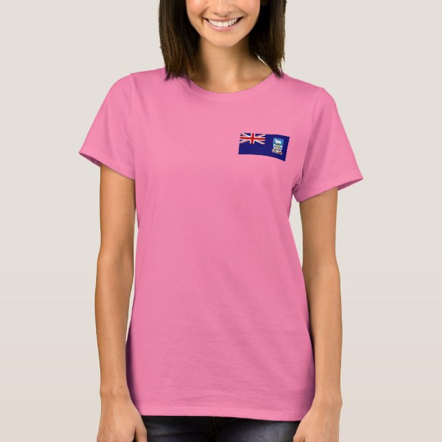 Camiseta Ilhas Falkland Flag e Map dk T-Shirt (Frente)