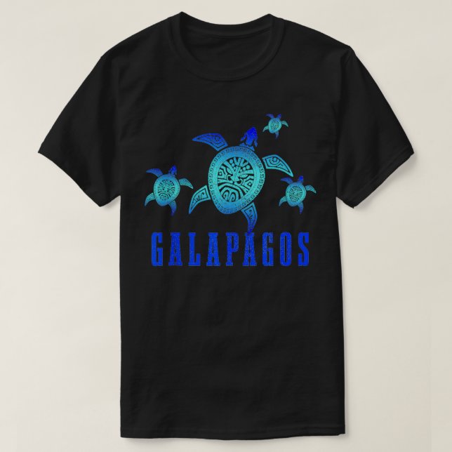 Camiseta Ilhas Galápagos Padrão Tribal de Tartaruga Marítim (Frente do Design)