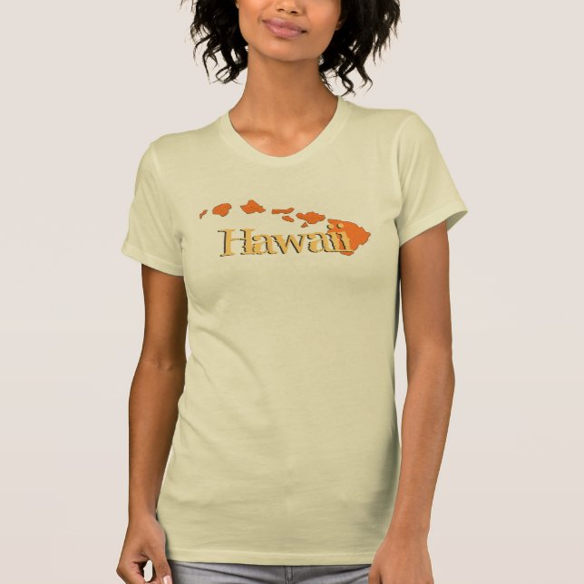 Camiseta Ilhas Hawaii - bege laranja (Frente)