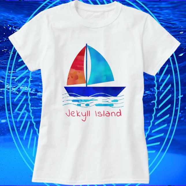Camiseta Ilhas Jekyll Georgia Vacinação Watercolor (Criador carregado)