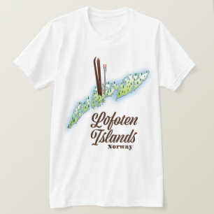 Camiseta Ilhas Lofoten, poster de esqui na Noruega.