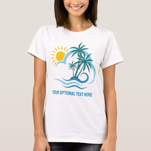 Camiseta Ilhas Tropicais de Nome e Texto Personalizado (Frente)