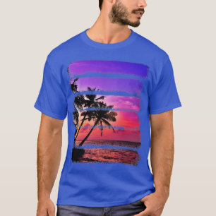 Camiseta Ilhas Tropicais Palmeiras Sunset Trees Ocean Beach