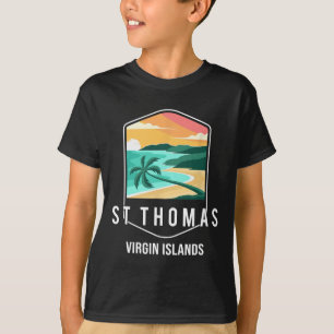 Camiseta Ilhas Virgens Americanas Praia Pôr do Sol Palmeira