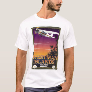 Camiseta Ilhas Westman Islândia cartaz de viagem