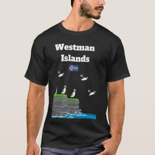 Camiseta Ilhas Westman Puffin Colony Cliff Islândia f