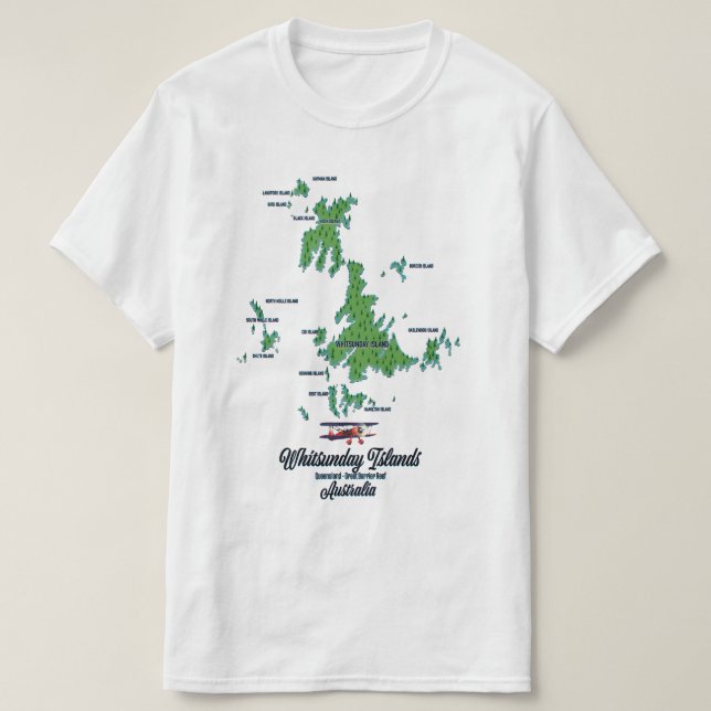 Camiseta Ilhas Whitsunday Austrália mapa pôster (Frente do Design)