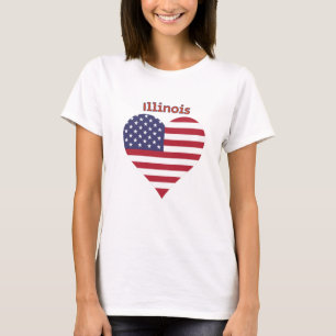 Camiseta Illinois American Flag Heart