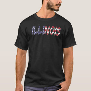 Camiseta Illinois EUA EUA EUA EUA Flag Illinois F