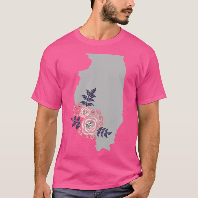 Camiseta Illinois Home State Floral Bouquet (Frente)
