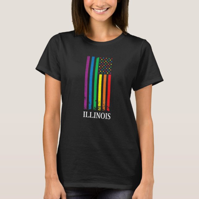 Camiseta Illinois Pride Month Pride Flag LGBT Community LGB (Frente)