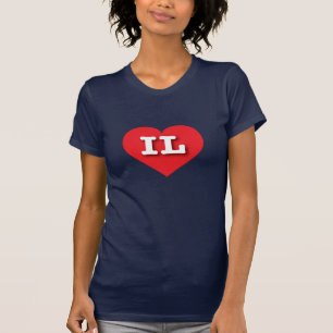 Camiseta Illinois Red Heart - Eu amo IL
