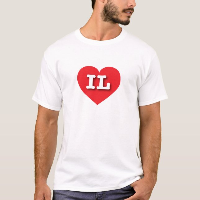 Camiseta Illinois Red Heart - Eu amo IL (Frente)
