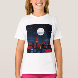 Camiseta Illustration of a peaceful night town