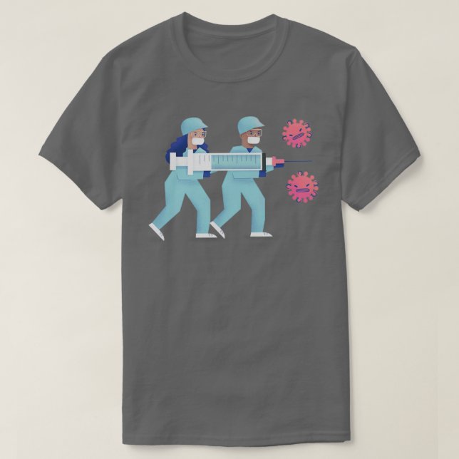 Camiseta Illustration of Frontline Doctor Nurse fighting co (Frente do Design)