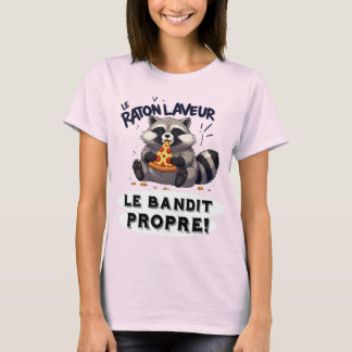 Camiseta Illustration Raton Laveur Humour Le Bandit Propre"