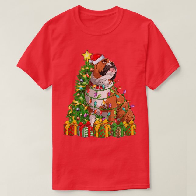 Camiseta Iluminação Árvore Xmas Correspondente Papais noeis (Frente do Design)