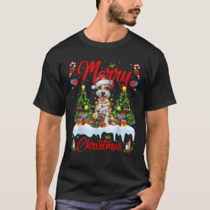 Camiseta Iluminação da Árvore de Natal Cachorro Terrier San