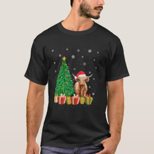 Camiseta Iluminação da Árvore de Natal Chapéu de Papai Noel