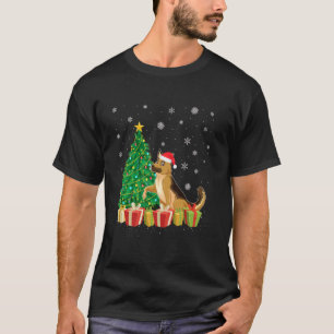 Camiseta Iluminação da Árvore de Natal Chapéu de Papai Noel