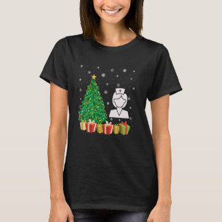 Camiseta Iluminação da Árvore de Natal Chapéu de Papai Noel
