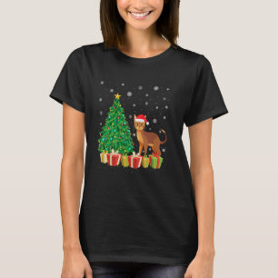 Camiseta Iluminação da Árvore de Natal Chapéu do Papai Noel