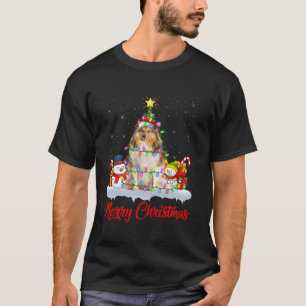 Camiseta Iluminação da Árvore de Natal Santa Shetland Sheep