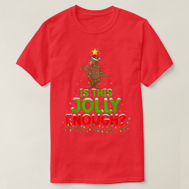 Camiseta Iluminação de Natal É Suficientemente Alegre Leão- (Frente do Design)