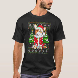 Camiseta Iluminação de Natal Papai Noel Feio Corgi Natal