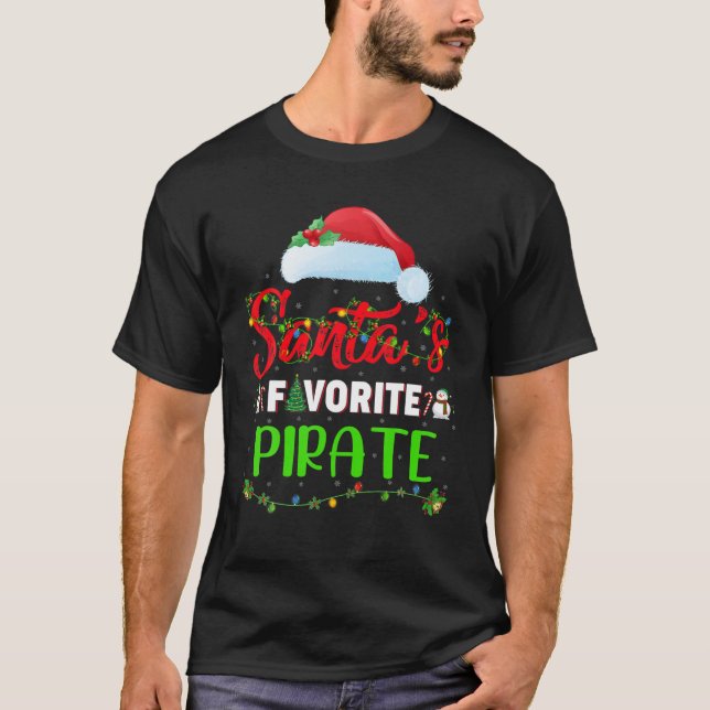 Camiseta Iluminação de Papais noeis Xmas, Natal Pirata Favo (Frente)