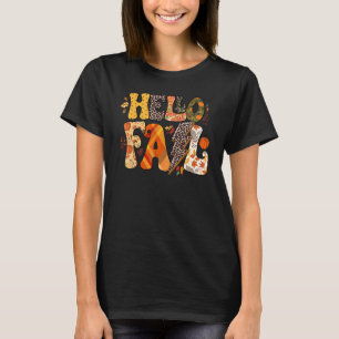 Camiseta Iluminação de Queda Leopardo Retro Groovy Olá Qued