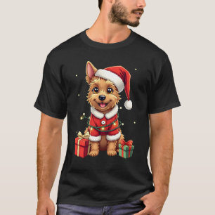 Camiseta Iluminação Divertida de Natal Papai Noel Border Te