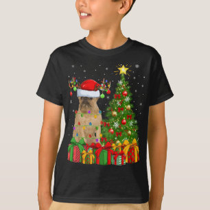 Camiseta Iluminação Xmas Árvore Santa Hat Cachorro Griffon 