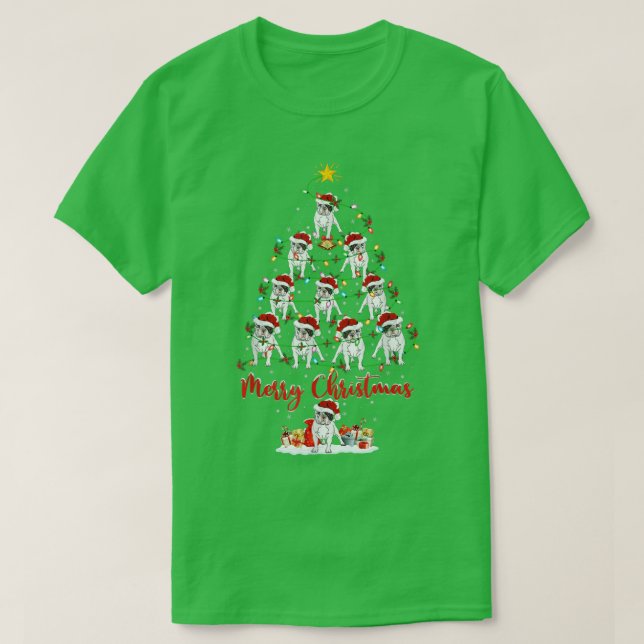 Camiseta Iluminação Xmas Correspondente Papais noeis Bulldo (Frente do Design)