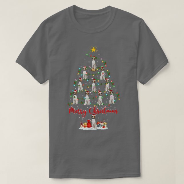 Camiseta Iluminação Xmas Correspondente Papais noeis Inglês (Frente do Design)