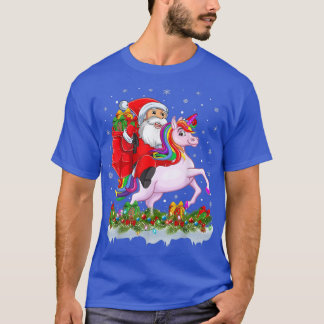 Camiseta Iluminação Xmas Engraçado Papai Noel Andando no Un