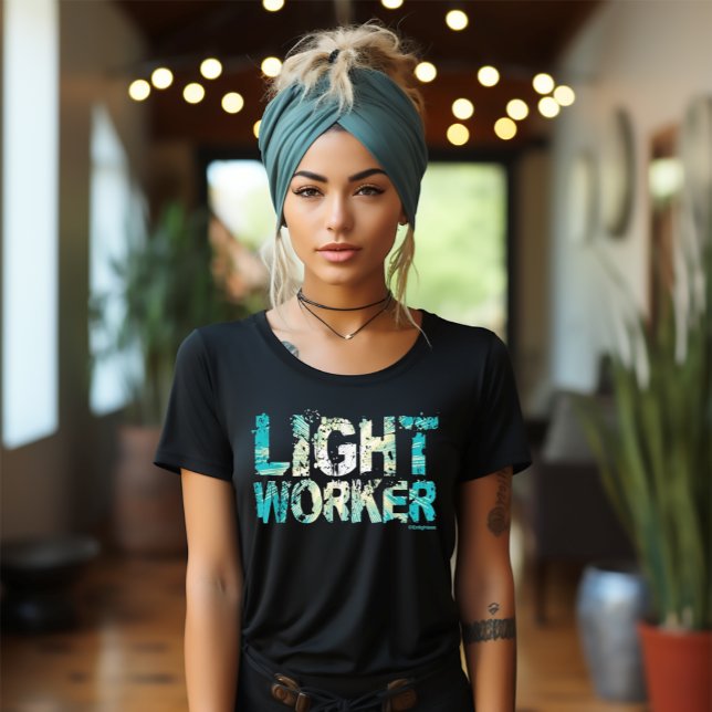 Camiseta Iluminado Iluminado Iluminado Com Queima De Teal D (Lightworker Teal and White
Spriritual Burst of Light
Black Yoga Tee)